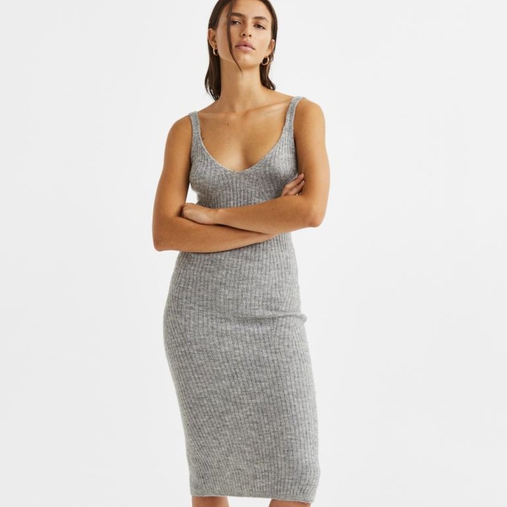 NWT H&M Rib-knit Dress - Light gray